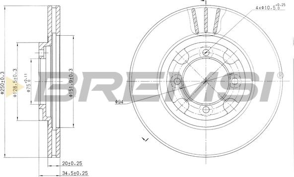 Bremsi CD6342V - Гальмівний диск avtolavka.club