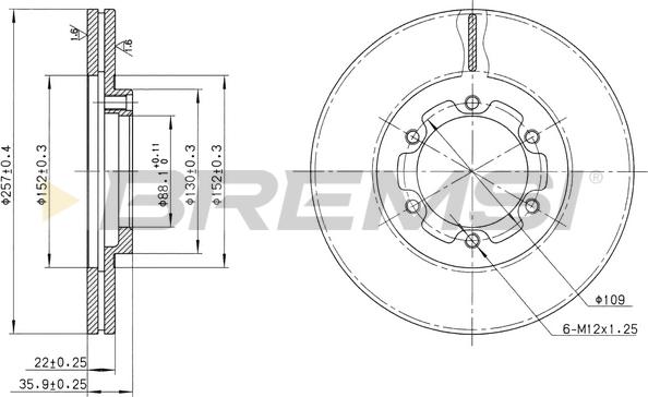 Bremsi CD6385V - Гальмівний диск avtolavka.club