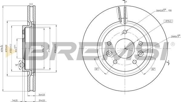 Bremsi CD8466V - Гальмівний диск avtolavka.club