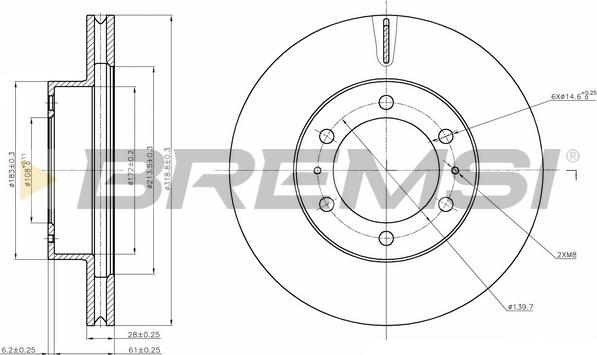 Bremsi CD8475V - Гальмівний диск avtolavka.club