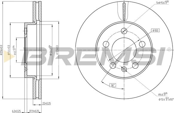 Bremsi CD8663V - Гальмівний диск avtolavka.club