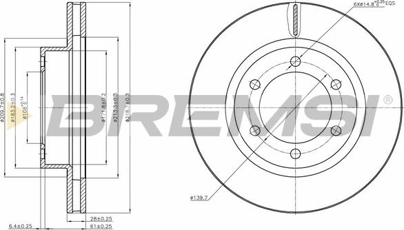 Bremsi CD8606V - Гальмівний диск avtolavka.club