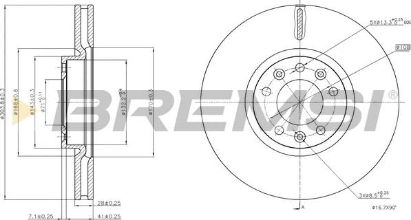 Bremsi CD8156V - Гальмівний диск avtolavka.club