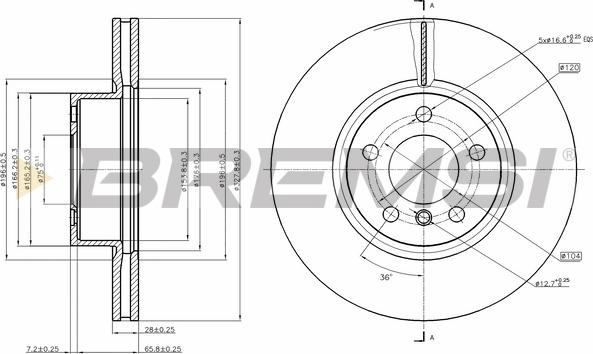 Bremsi CD8314V - Гальмівний диск avtolavka.club