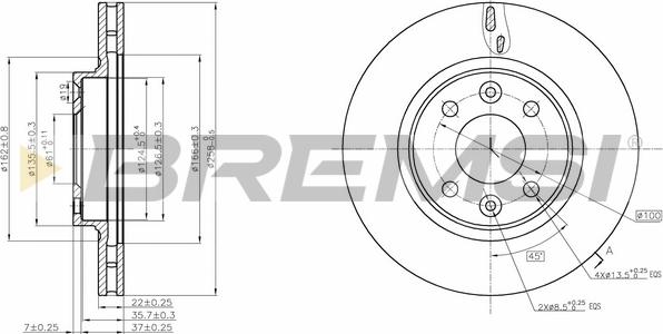 Bremsi CD8327V - Гальмівний диск avtolavka.club