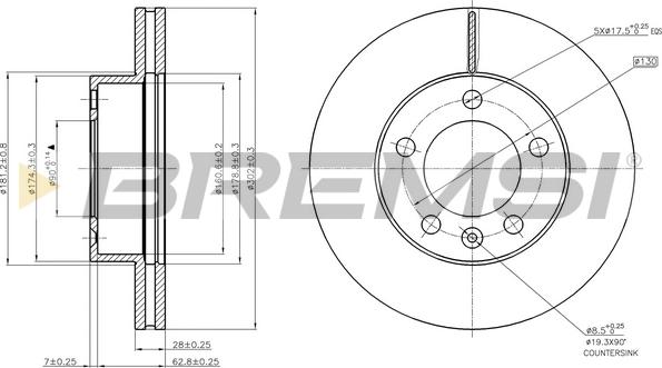 Bremsi CD7974V - Гальмівний диск avtolavka.club