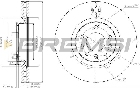 Bremsi CD7512V - Гальмівний диск avtolavka.club