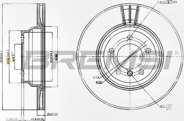 Bremsi CD7535V - Гальмівний диск avtolavka.club