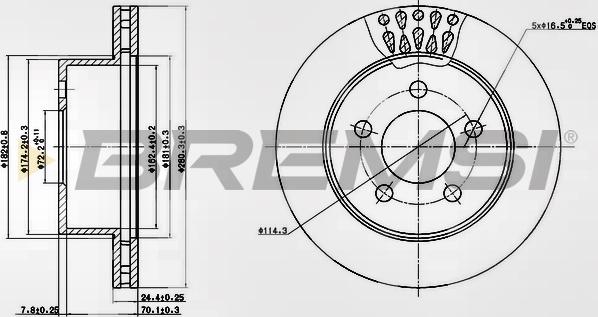 Bremsi CD7525V - Гальмівний диск avtolavka.club