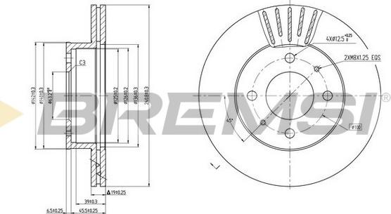 Bremsi CD7632V - Гальмівний диск avtolavka.club