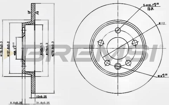 Bremsi CD7012S - Гальмівний диск avtolavka.club