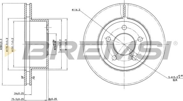 Bremsi CD7027V - Гальмівний диск avtolavka.club