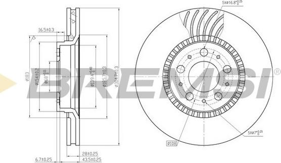 Bremsi CD7078V - Гальмівний диск avtolavka.club