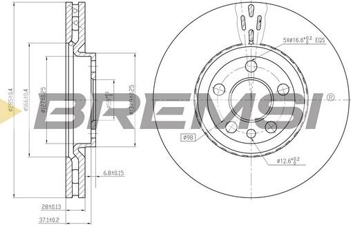 Bremsi CD7165V - Гальмівний диск avtolavka.club