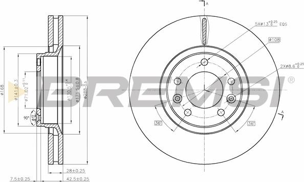 Bremsi CD7103V - Гальмівний диск avtolavka.club