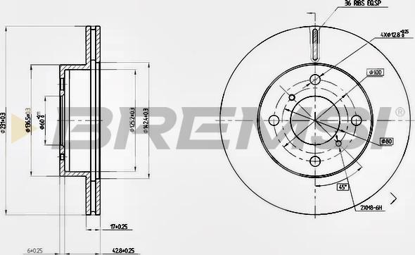 Bremsi CD7117V - Гальмівний диск avtolavka.club