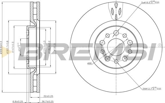 Bremsi CD7180V - Гальмівний диск avtolavka.club