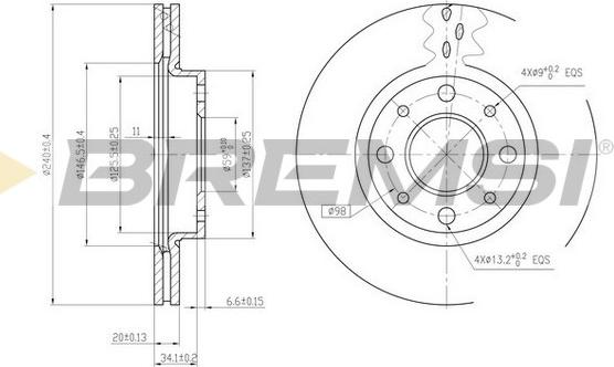 Bremsi CD7179V - Гальмівний диск avtolavka.club