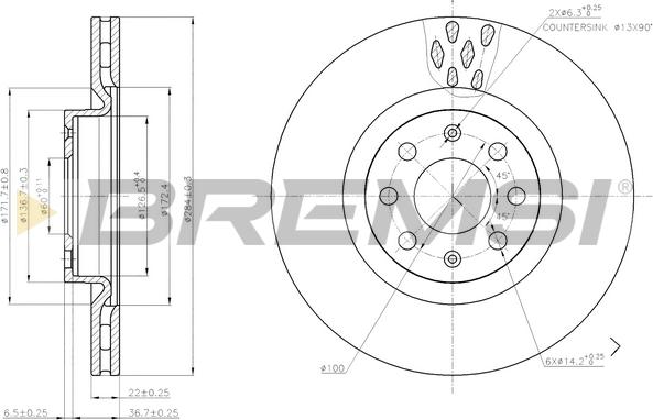 Bremsi CD7804S - Гальмівний диск avtolavka.club