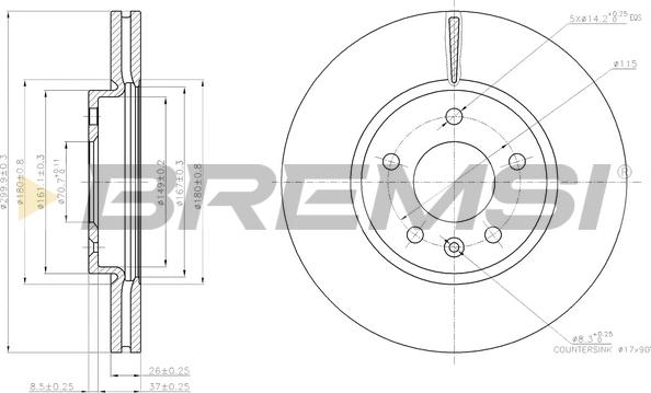 Bremsi CD7870V - Гальмівний диск avtolavka.club