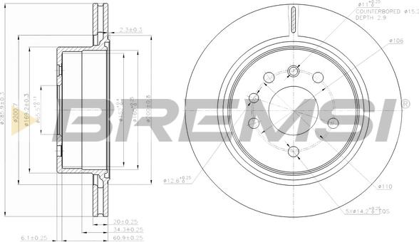 Bremsi CD7366V - Гальмівний диск avtolavka.club