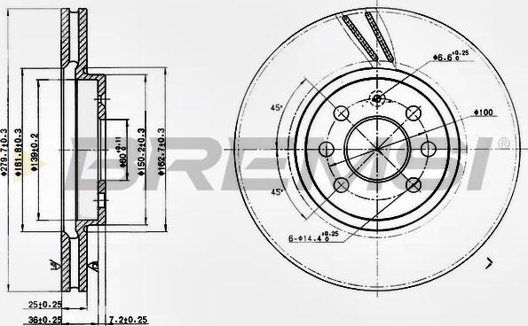 Bremsi CD7374V - Гальмівний диск avtolavka.club