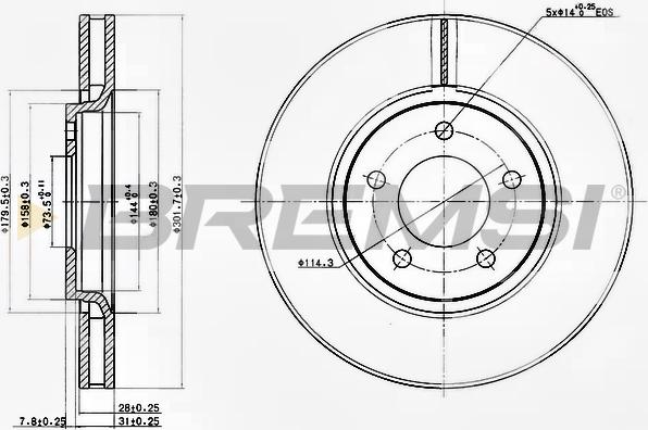 Bremsi CD7372V - Гальмівний диск avtolavka.club