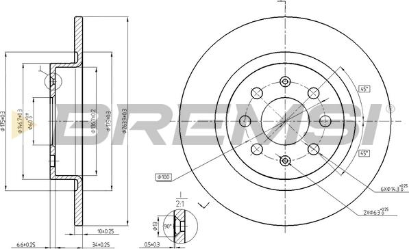 Bremsi CD7299S - Гальмівний диск avtolavka.club