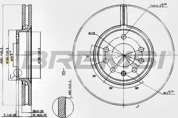 Bremsi CD7215V - Гальмівний диск avtolavka.club