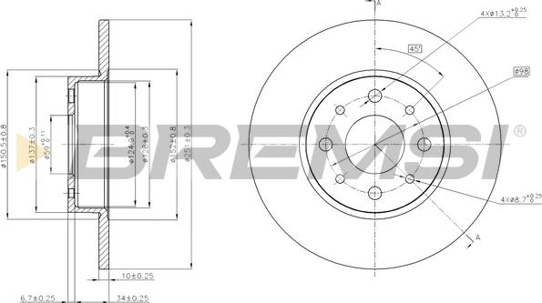 Bremsi CD7741S - Гальмівний диск avtolavka.club