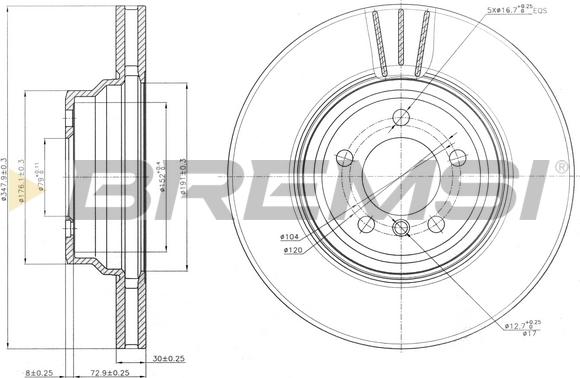 Bremsi CD7701V - Гальмівний диск avtolavka.club