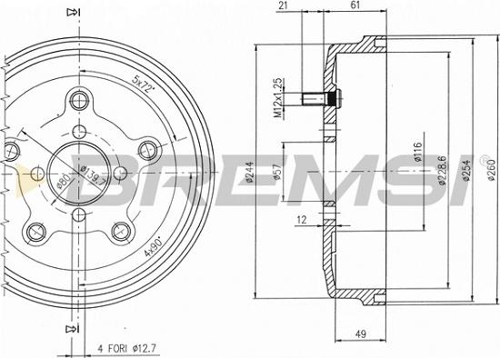 Bremsi CR5521 - Гальмівний барабан avtolavka.club