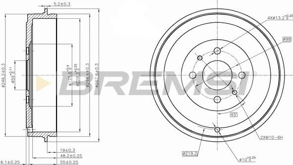 Bremsi CR5267 - Гальмівний барабан avtolavka.club