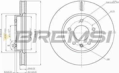 Bremsi DBB625V - Гальмівний диск avtolavka.club