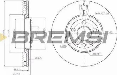 Bremsi DBB165V - Гальмівний диск avtolavka.club