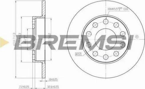 Bremsi DBB709S - Гальмівний диск avtolavka.club