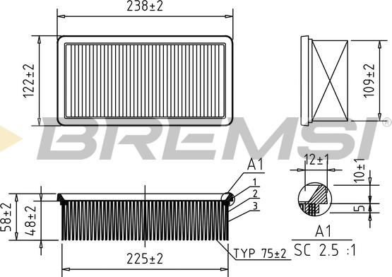 Bremsi FA0540 - Повітряний фільтр avtolavka.club