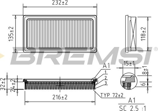 Bremsi FA0530 - Повітряний фільтр avtolavka.club