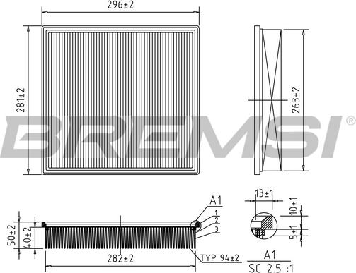 Bremsi FA0654 - Повітряний фільтр avtolavka.club