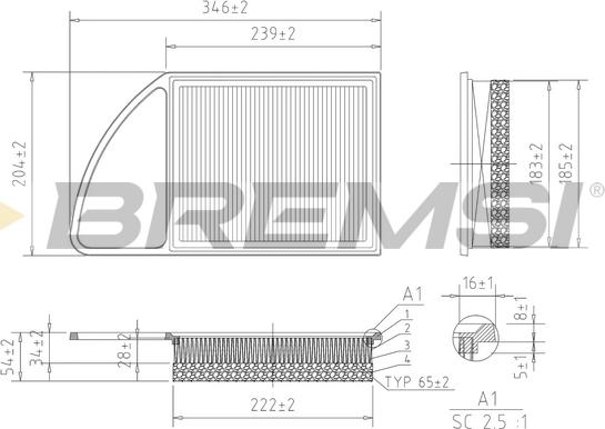 Bremsi FA0216 - Повітряний фільтр avtolavka.club