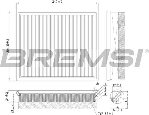 Bremsi FA0213 - Повітряний фільтр avtolavka.club