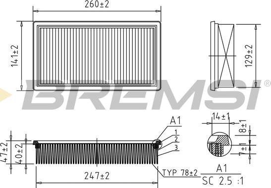 Bremsi FA1622 - Повітряний фільтр avtolavka.club