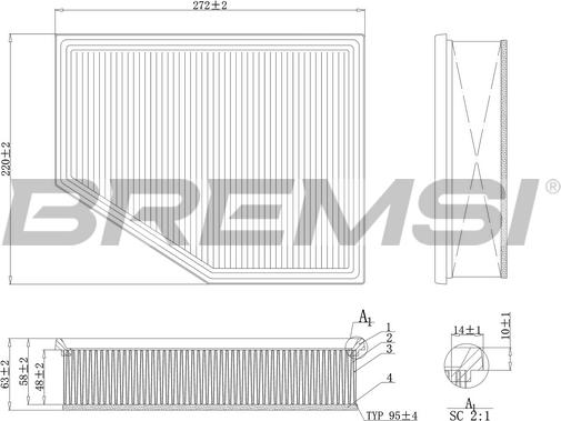 Bremsi FA1098 - Повітряний фільтр avtolavka.club