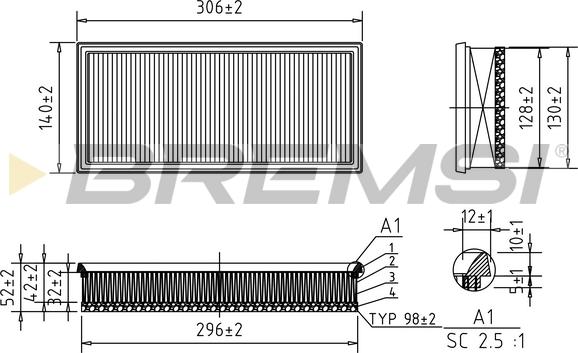 Bremsi FA1042 - Повітряний фільтр avtolavka.club