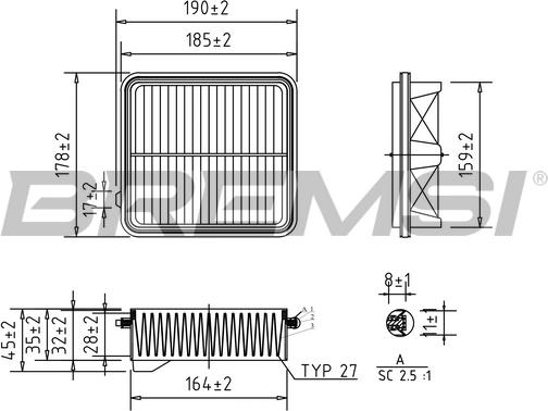 Bremsi FA1034 - Повітряний фільтр avtolavka.club