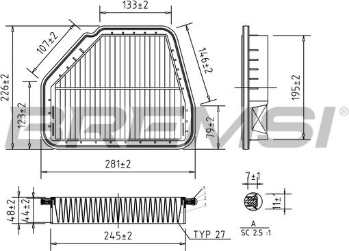 Bremsi FA1038 - Повітряний фільтр avtolavka.club