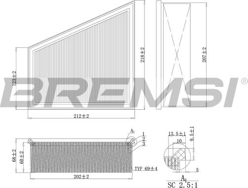 Bremsi FA1157 - Повітряний фільтр avtolavka.club