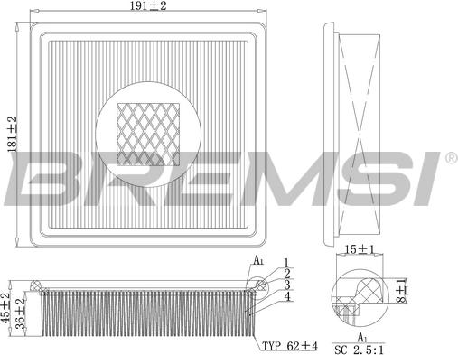 Bremsi FA1139 - Повітряний фільтр avtolavka.club