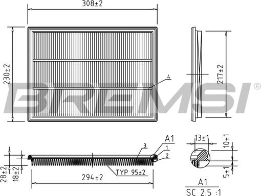 Bremsi FA1379 - Повітряний фільтр avtolavka.club