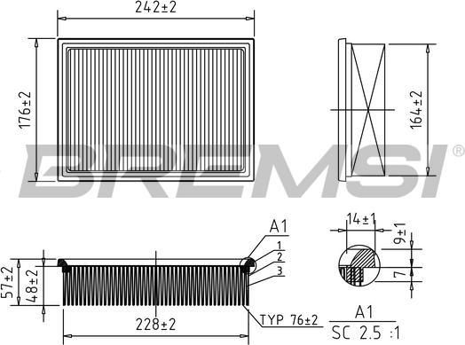 Bremsi FA1243 - Повітряний фільтр avtolavka.club